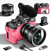 Digital Camera for Photography and Video 4K Compact Camera Auto Focus 48MP Photo Camera for Vlogging with 180  Flip Screen 16x Digital Zoom 32GB Card 2 Batteries 2024 S100 Pink