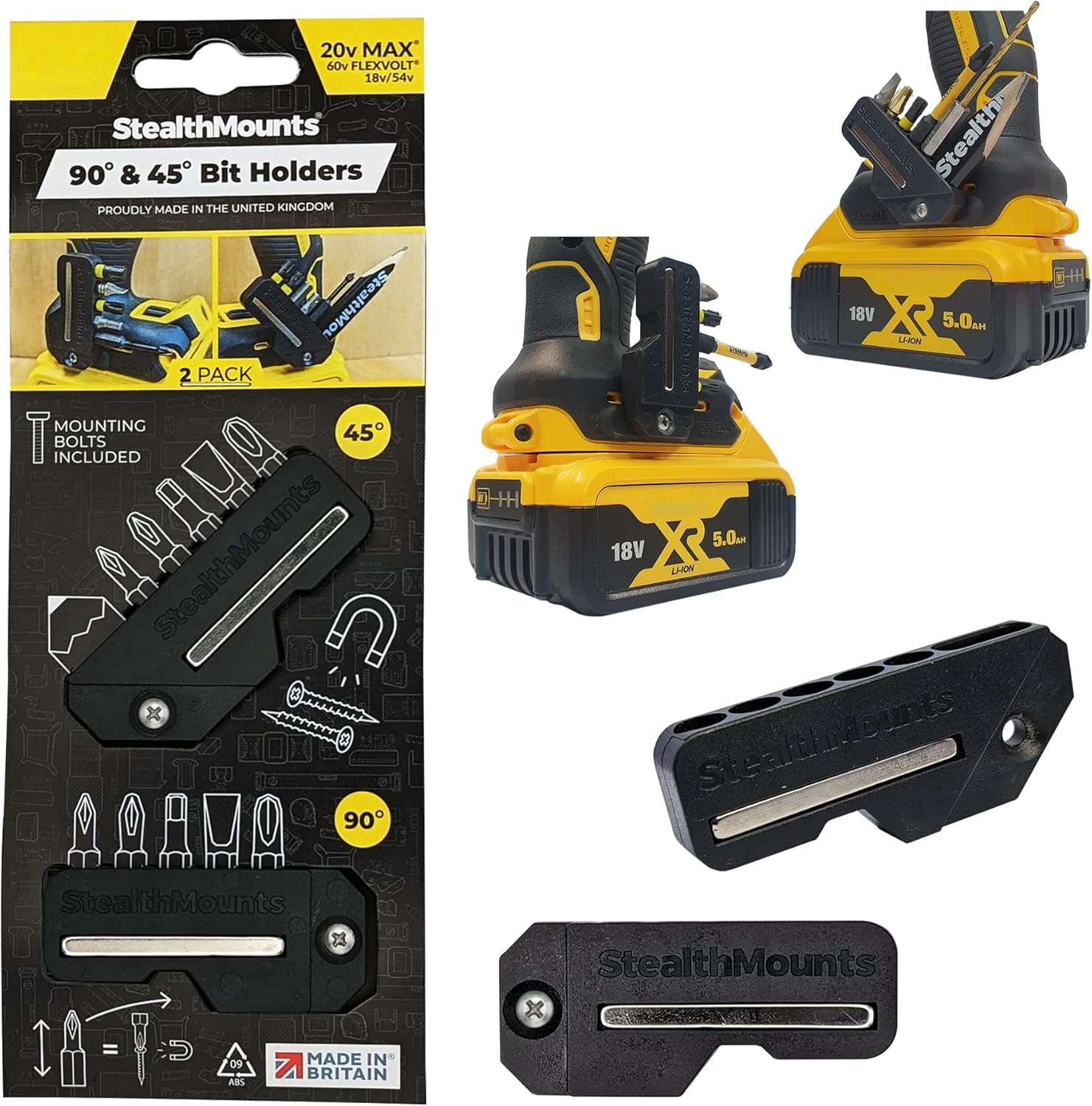 Amazon.co.jp: StealthMounts 45° & 90° 磁気ビットホルダー Dewalt XR 