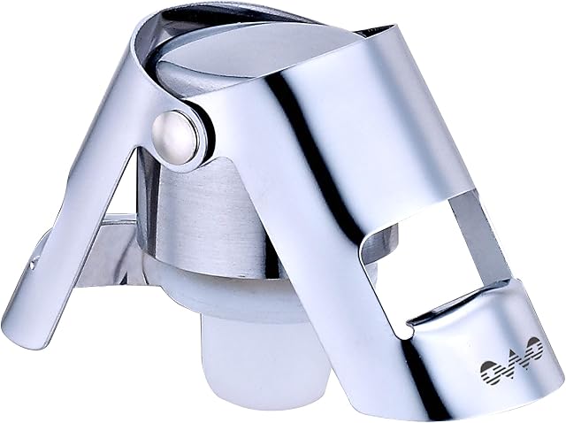 OWO Champagne Stopper, Stainless Steel Bottle Plug Sealer for Sparkling Wine, Superior Leak-Proof Bubble Retaining Saver, No Sharp Edge, No Spill, Fizz Saver, Passed Press Test (Silver-1pack)