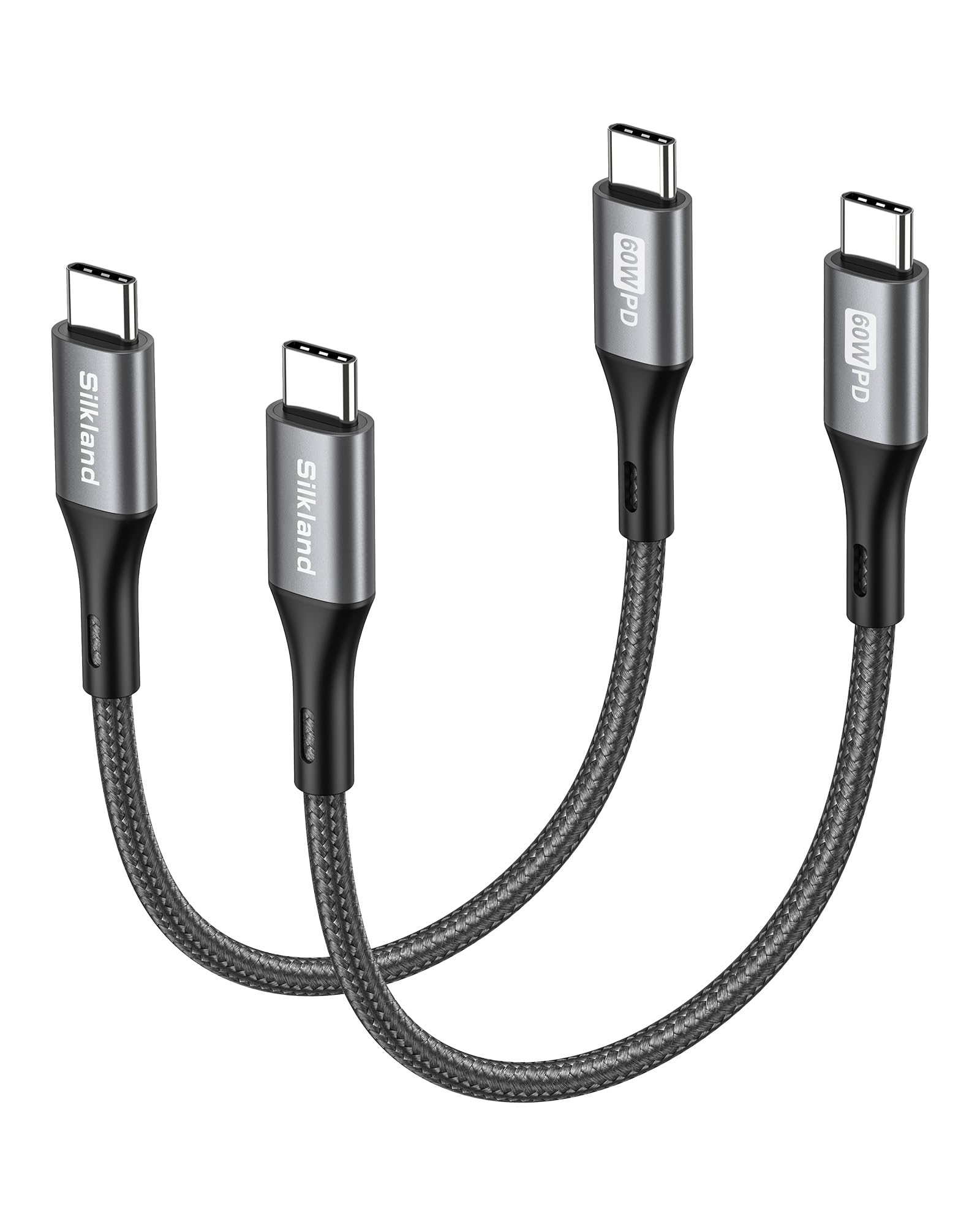 Silkland USB-C auf USB-C Kabel Kurz 15CM 2Stück, 60W 3A/20V, PD3.0&QC4.0+ | Ladekabel 0,15M für iPhone 17 Pro/Air, 16 15/Pro Max/Plus, Galaxy S26 Ultra/S25/S23, iPad Pro/Mini, MacBook Air/Pro, Pixel