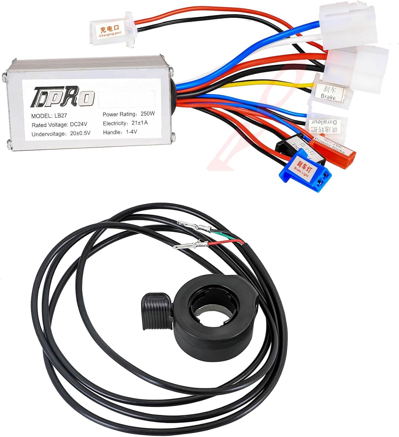 24V 250W Brush Motor Speed Controller + Thumb Throttle DIY for Electric Bike Bicycle Scooter ATV Quad Go Kart Buggy E Bike Dirt Bike Razor E300 MX350 Mini Bike