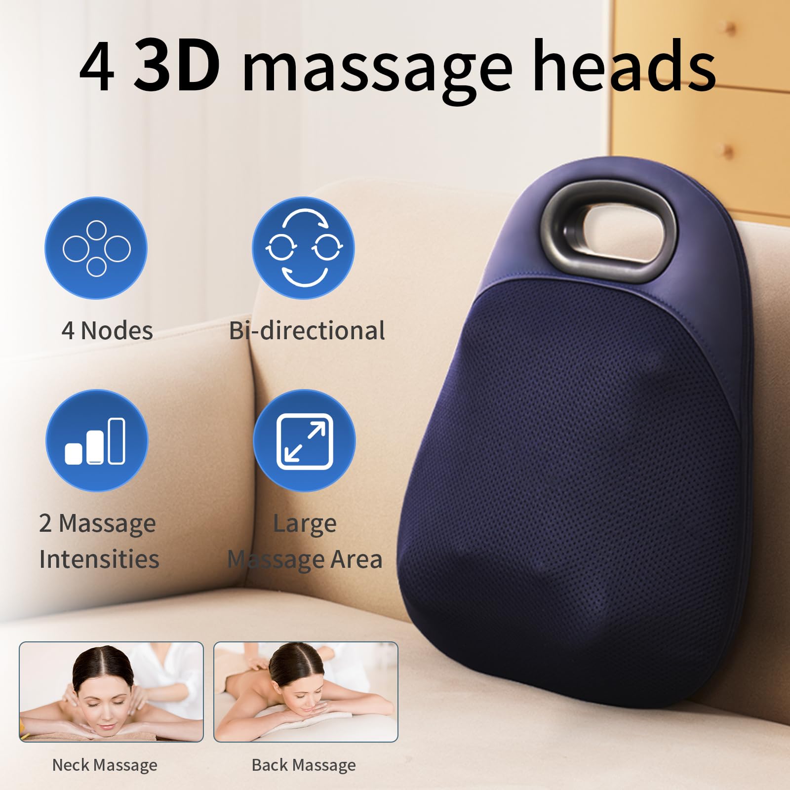 Masajeador de espalda portátil con mango ergonómico, superficie texturizada
