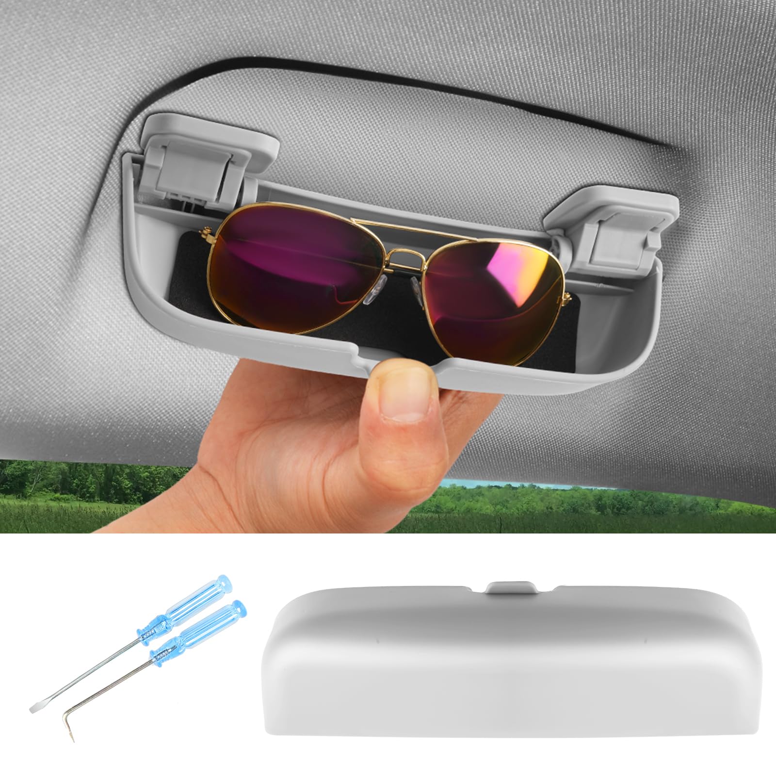 SKTU Auto Brillenetui für Peugeot 208 2008 308 3008 5008 Sonnenbrillenhalter Brillen Aufbewahrungsbox ABS-Material Weiß
