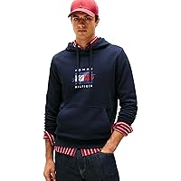 Tommy Hilfiger Uomo Felpa con Cappuccio Linear Flag Graphic in Cotone