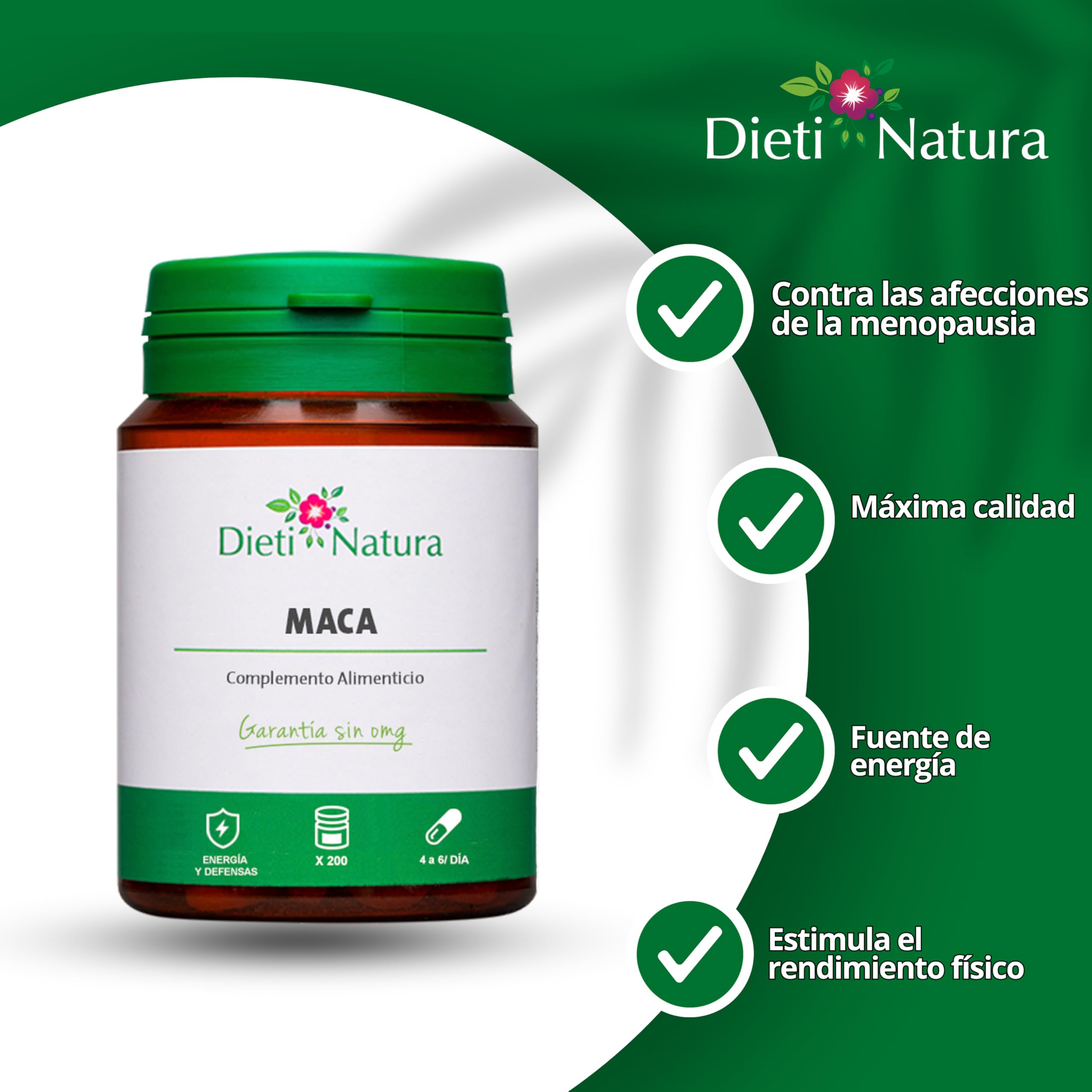 Dieti Natura Maca Peruana Pack de 4 200 cápsulas - Ayuda a dinamizar el Organismo y Estimula el Rendimiento Físico y Mental - Estimula la Líbido - Fabricado en Francia, Garantía sin OGM