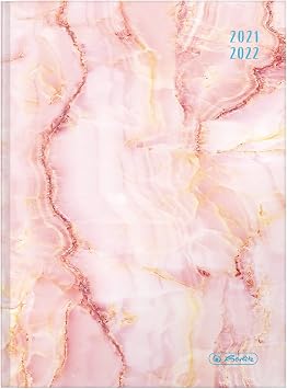 herlitz 50034826 School Diary 2021/2022 Basic A5 Marble Pink