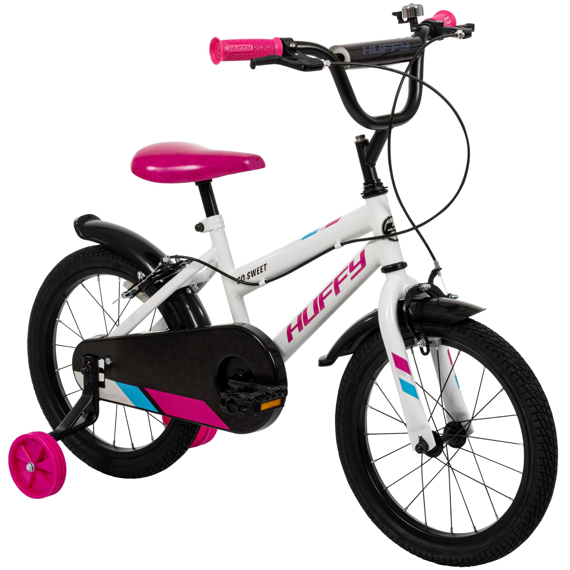 Huffy So Sweet 16-Inch Girls’ Bike, Removable Stabilisers, Dual Caliper Brakes, Adjustable Seat, Comfort Padded Saddle, Durable Frame, Ideal for Ages 4-6, Safe Kids’ Bicycle, Gloss White — image 1
