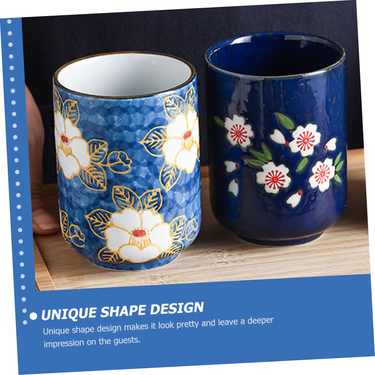 Tasse à saké traditionnelle, verres à vin en céramique, 4 pièces, verres à fleurs, tasses de maison, buvant du thé, bureau, motif floral en porcelaine, motif pratique, bol à saké Fu vintage en céramiq