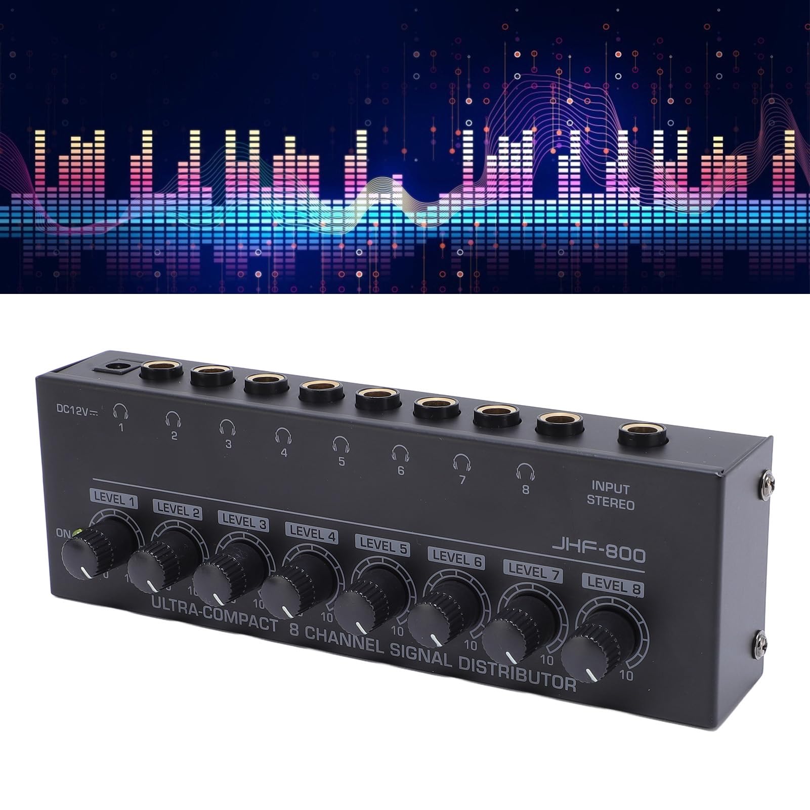 Amplificatore Per Cuffie 8 Canali Portatile In Metallo - Alimentazione 12V, Controllo Volume Indipendente, Per Studio E Palco