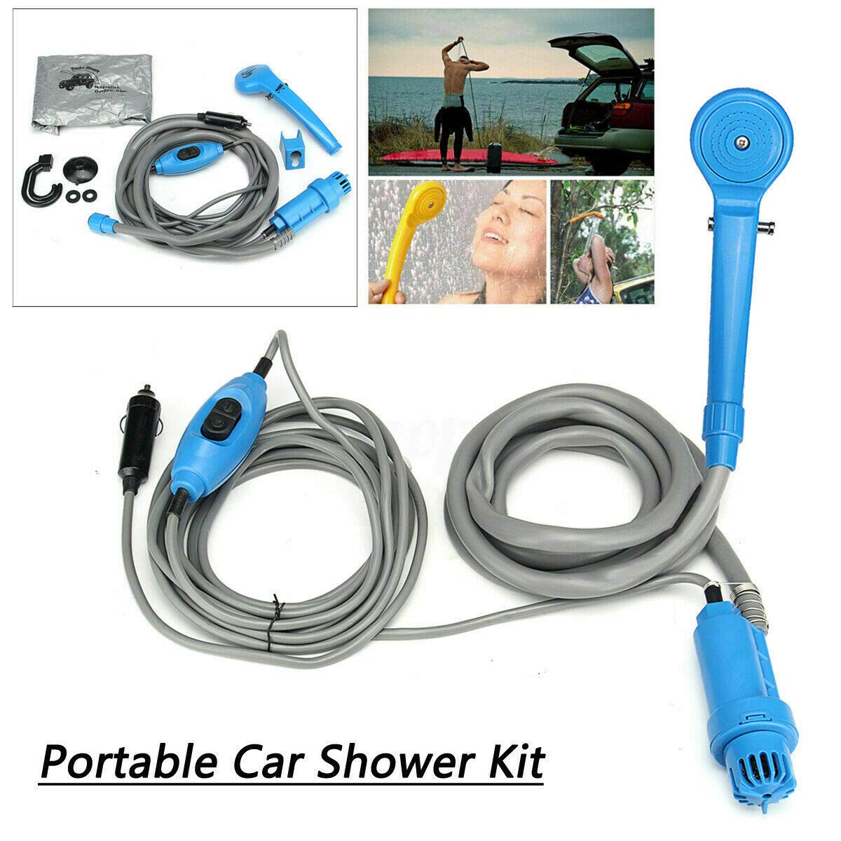Doccetta per auto 12V, cavo alimentazione tubo MACHSWON 5m, doccia da campeggio per auto con pompa sommersa