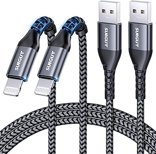 SUNGUY iPhone 充電ケーブル 1.5M 2本セット ライトニングケーブル MFi認証済み ナイロン高耐久 断線防止 Lightning ケーブル 2.4A急速充電 アイフォン充電ケーブル データ転送同期 Carplay対応 充電器 コード iPhone 14 13 12 XR XS iPhone 8 7 6 SEなどに対応 1.5m グレー