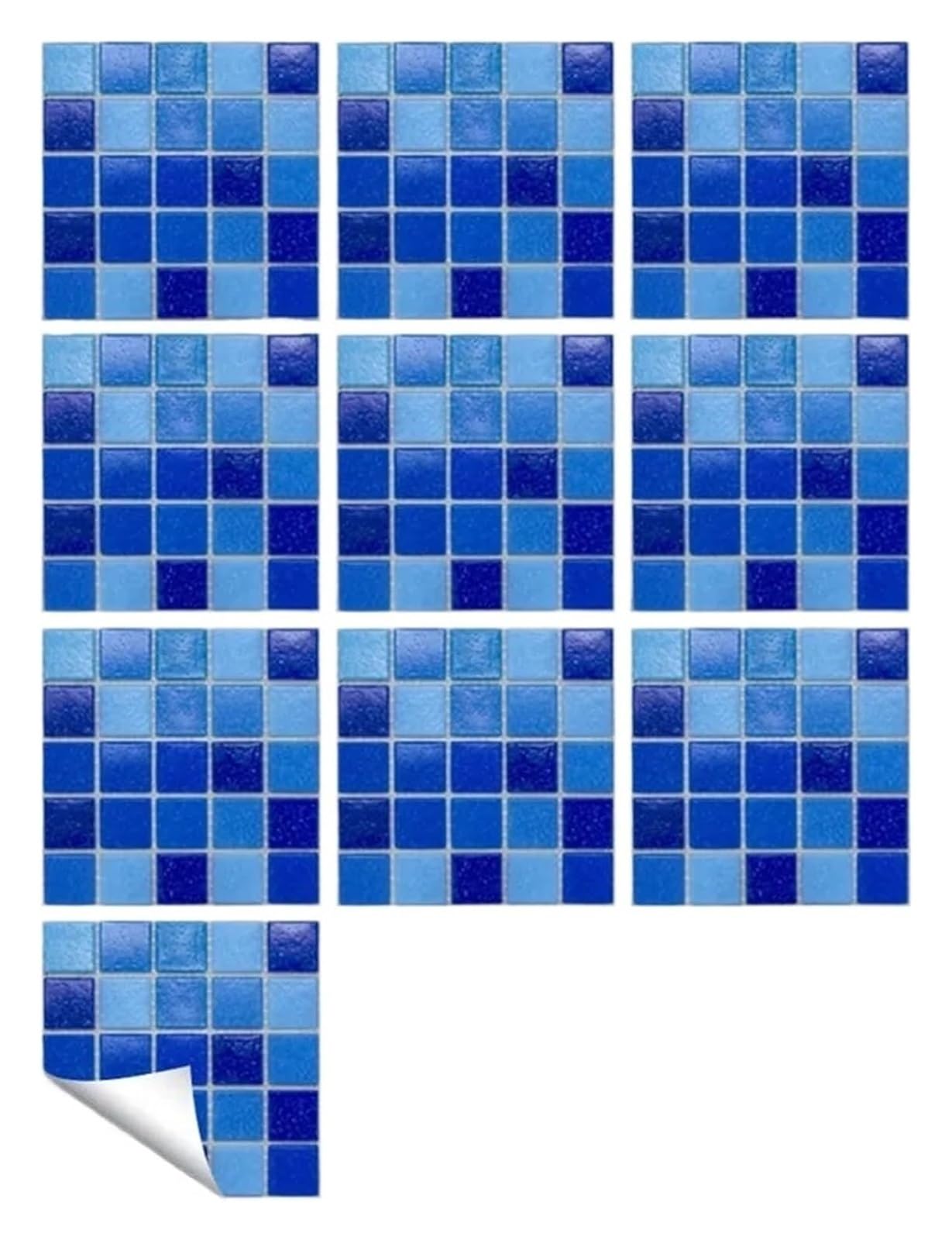 Azulejos de mosaico de vidrio, 10 pegatinas autoadhesivas de PVC for azulejos mosaico, multicolor, varios tamaños(Color 11,15X15cmX10pcs)