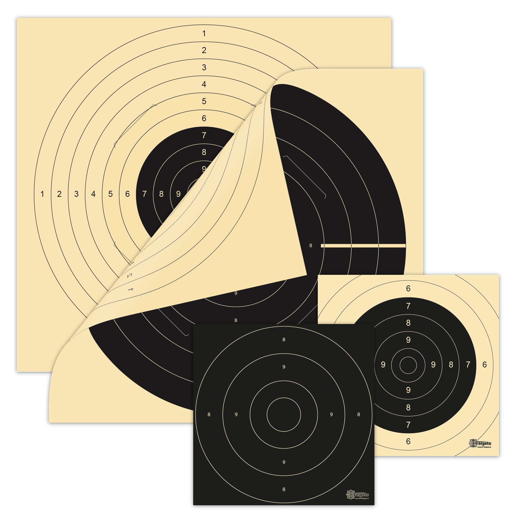 X-Targets Ensemble de cibles 140 pièces Standard/Duel Target / 52x55 cm et 26x26 cm/Carton de cibles de tir 200 g/m² Chamois