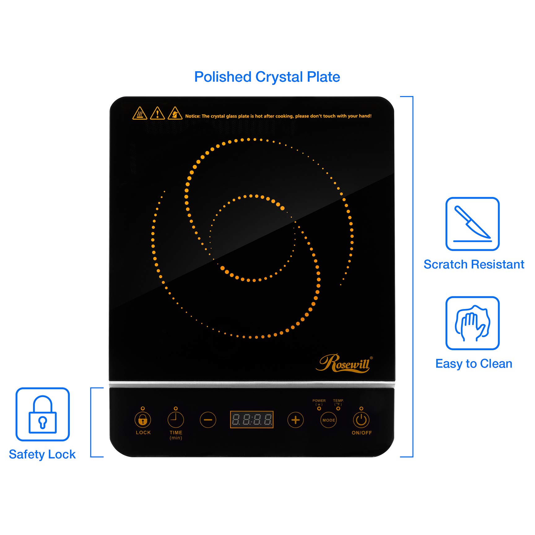 Rosewill 1800 Watt Induction Cooker Cooktop , Included 10 3.5 Qt 18-8  Stainless Steel Pot, Gold, RHAI-16001: Home u0026 Kitchen - Amazon.com