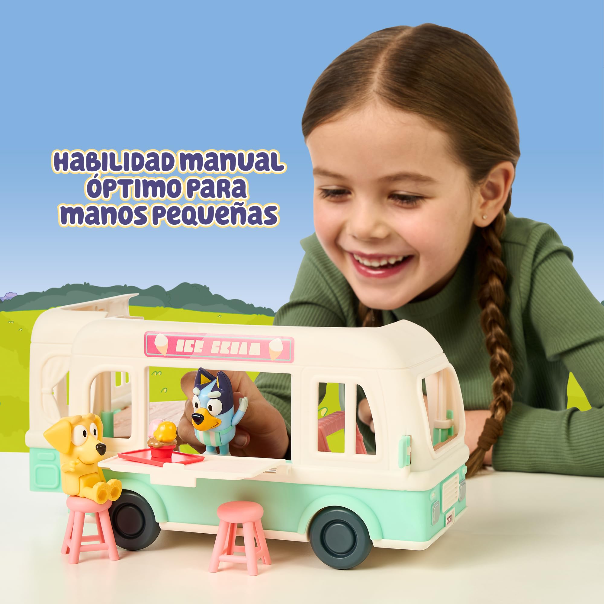 Bluey - Ciężarówka z lodami, lody z zabawkami, zestaw zabawkowy z naklejkami i akcesoriami, jaki smak lodów lubisz?, słynna (BLY85000)