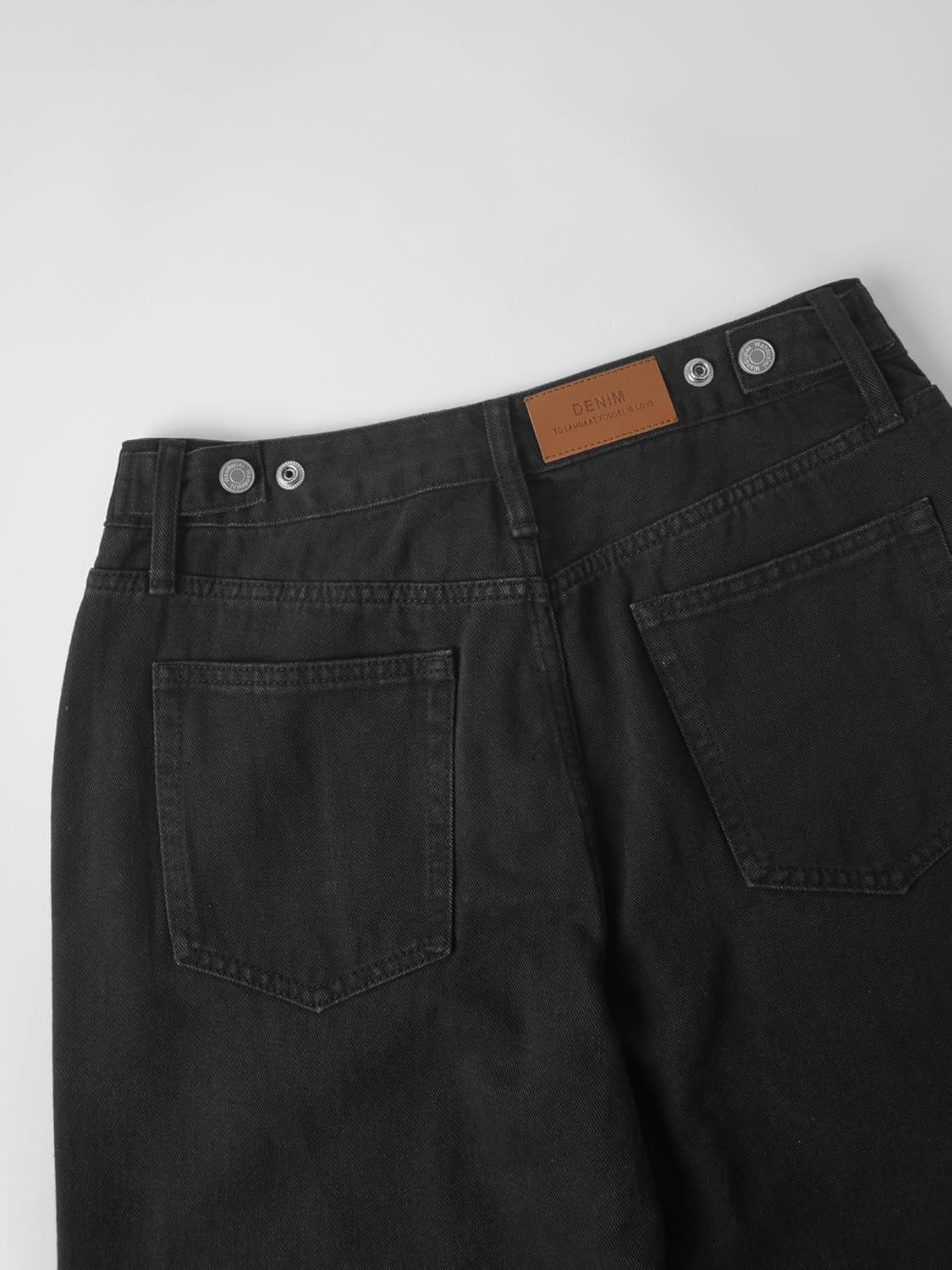 Adjustable Waist Straight Leg Jeans for Women Y2K Baggy Jeans with Snap-Button Mid Low Rise Denim Pants - Image 5