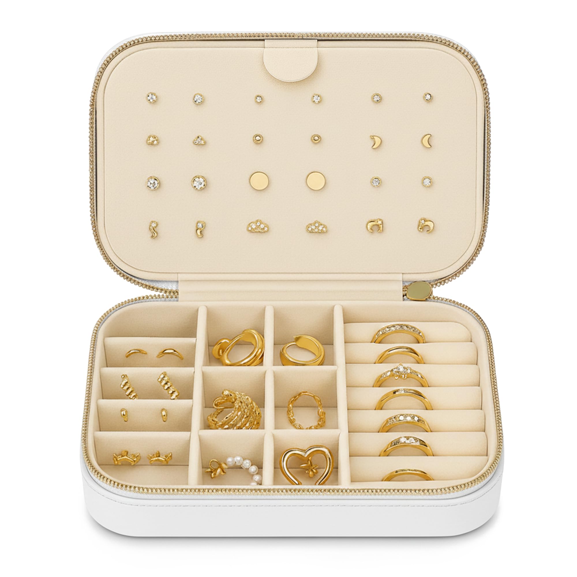 Boîte à bijoux de voyage compacte en simili cuir chic pour vos déplacements