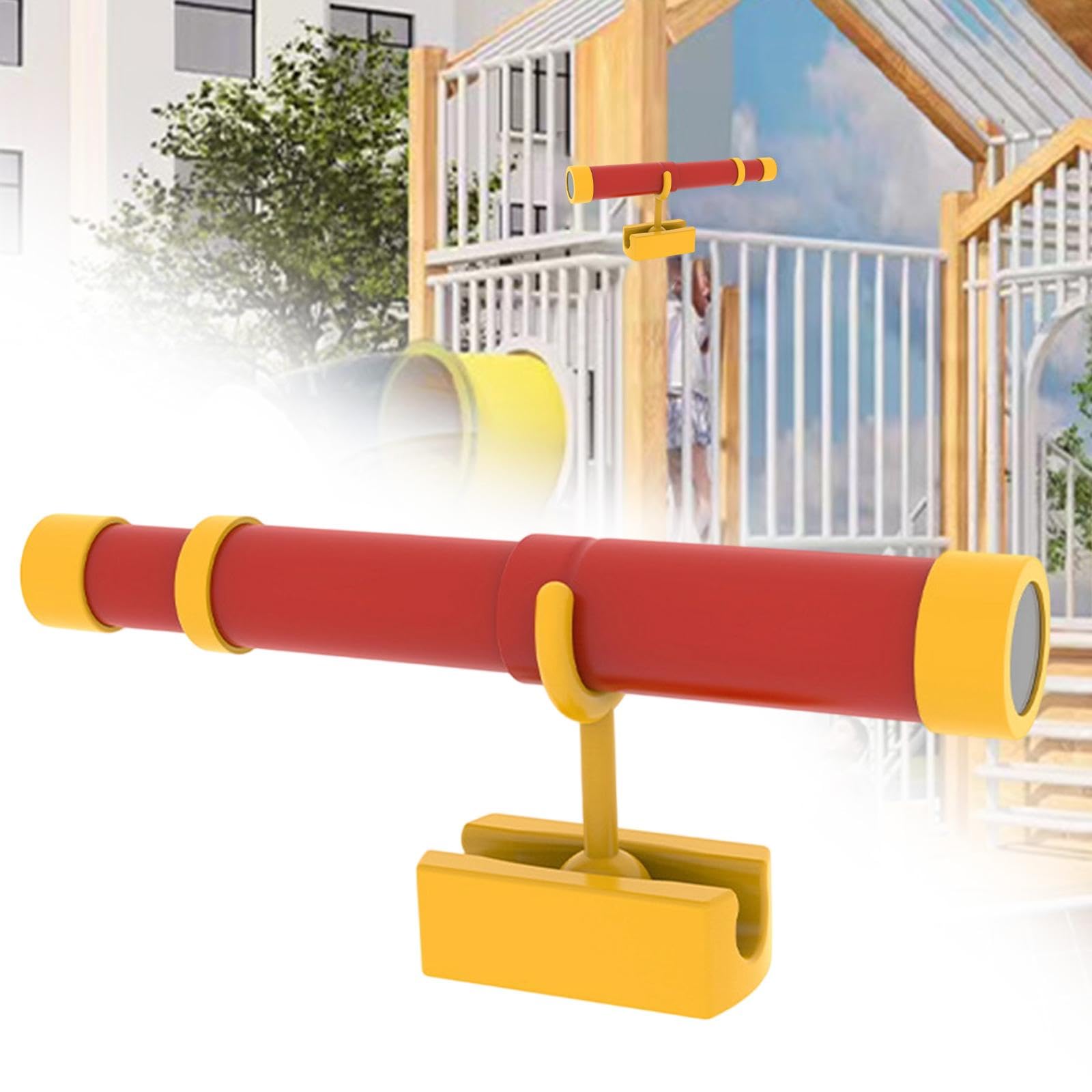 Télescope pour Enfant Rétractable Cabane à Jeux Jouet Éducatif Pirate Monoculaire Manuel En Pp Portable Adapté à L'Exploration Jeux dans Le Jardin, Rouge et Jaune