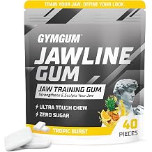 GYMGUM 10x Hard Jawline Gum, Jaw Exerciser, Jaw Trainer, Tropic Burst 40 Ct