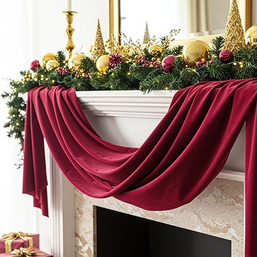VitalCozy 10 ft Christmas Velvet Garlands Decorations Set Christmas Fabric