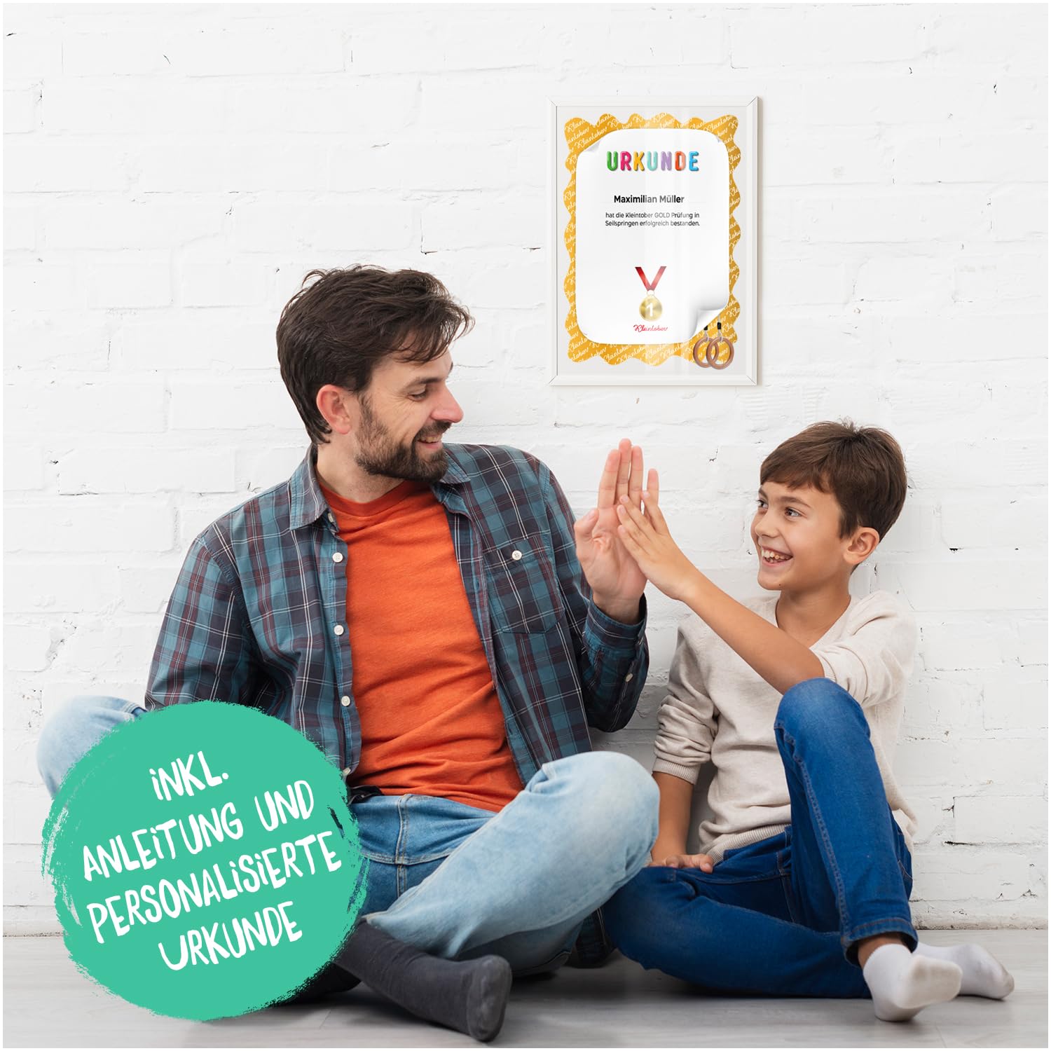 KLEINTOBER Premium Holz Turnringe für Kinder & Erwachsene I Outdoor & Indoor I Ringe I verstellbare Höhe I mit Anleitung für Fitness & Sport I mit Urkunde für Motivation I ideal für Geschenke