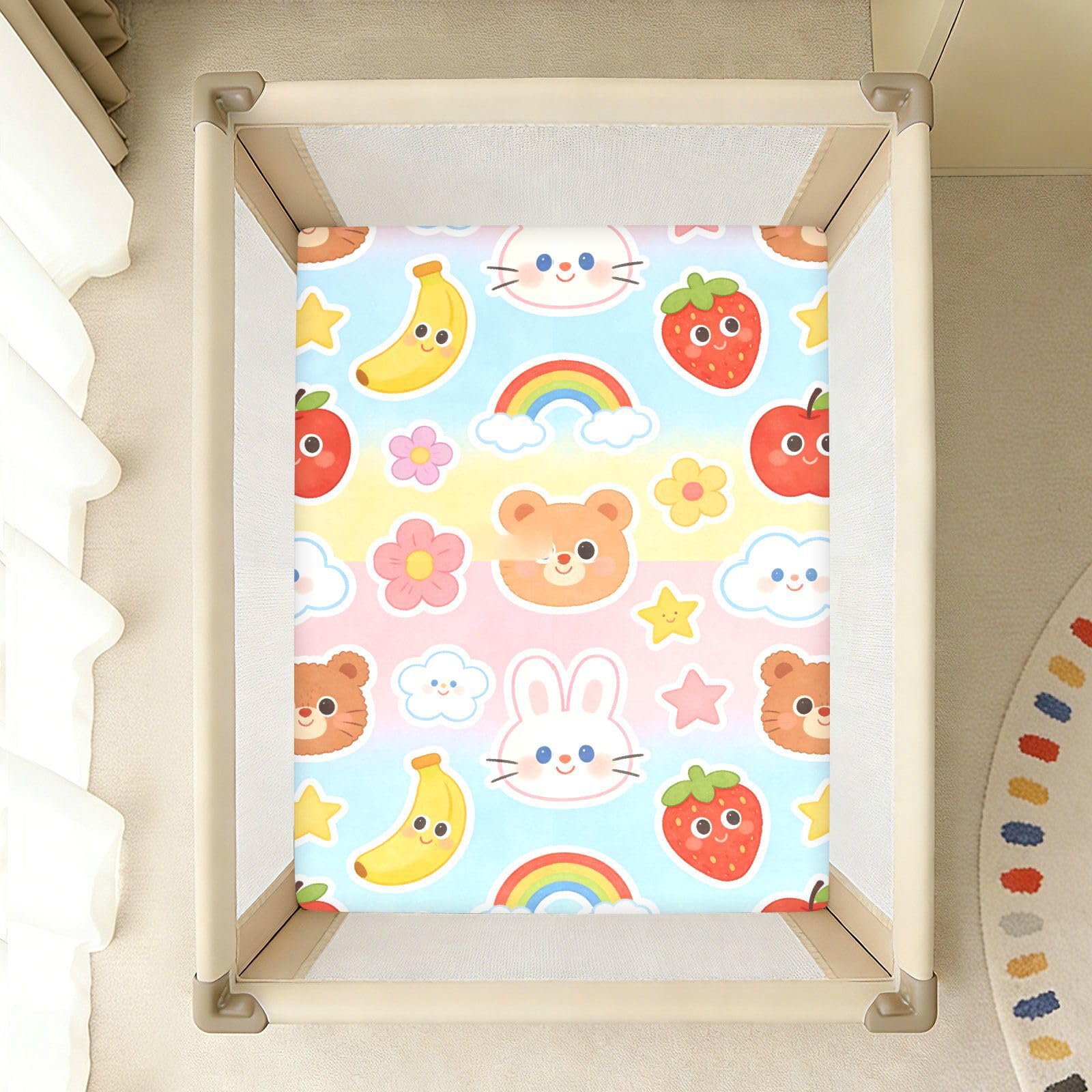 Sábanas de cuna de algodón de dibujos animados para bebés, niños y niñas, sábana de muselina suave para decoración de guardería, 1 paquete para corral de