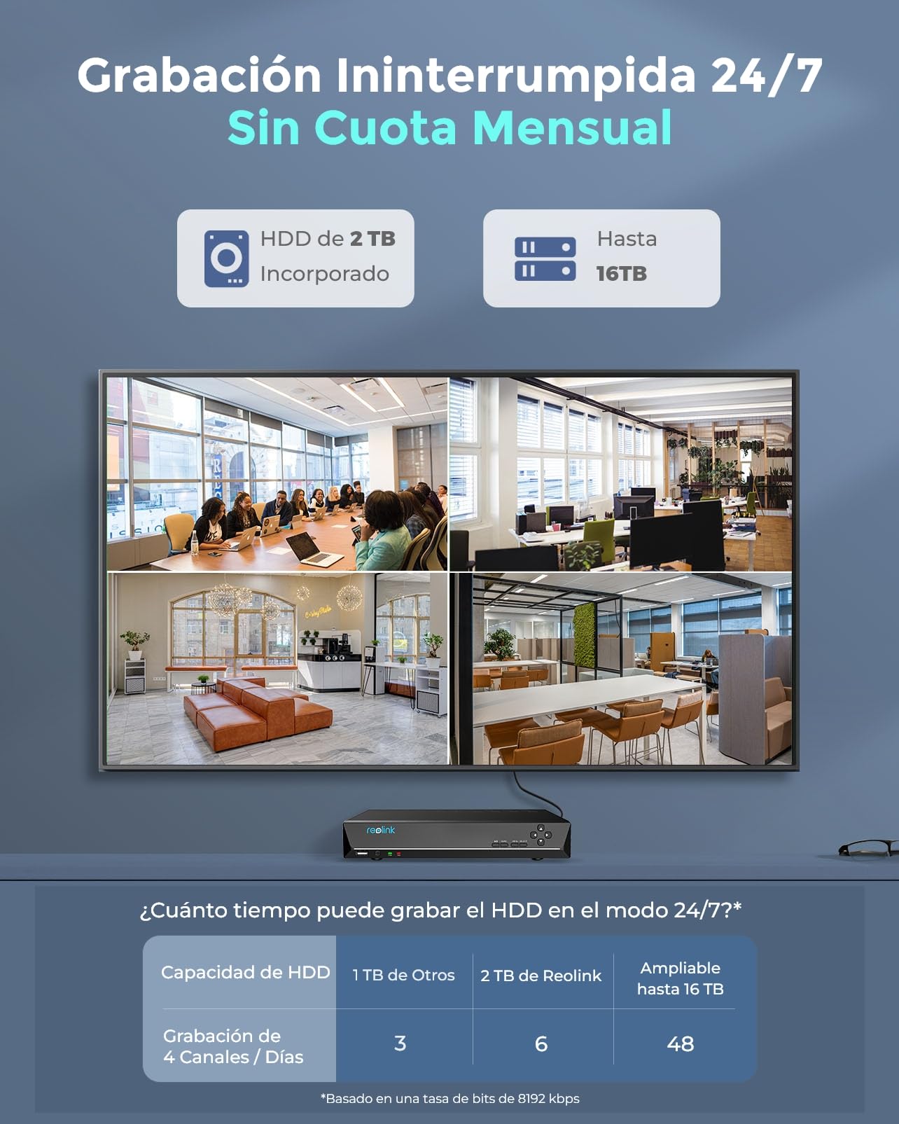Reolink Sistema cámaras seguridad CCTV PoE de 12 MP con búsqueda, video con IA, 4 cámaras IP con detección inteligente, NVR de 8CH con disco duro de 2 TB, grabación 24/7, RLK8-1200D4-A (Nueva Versión)