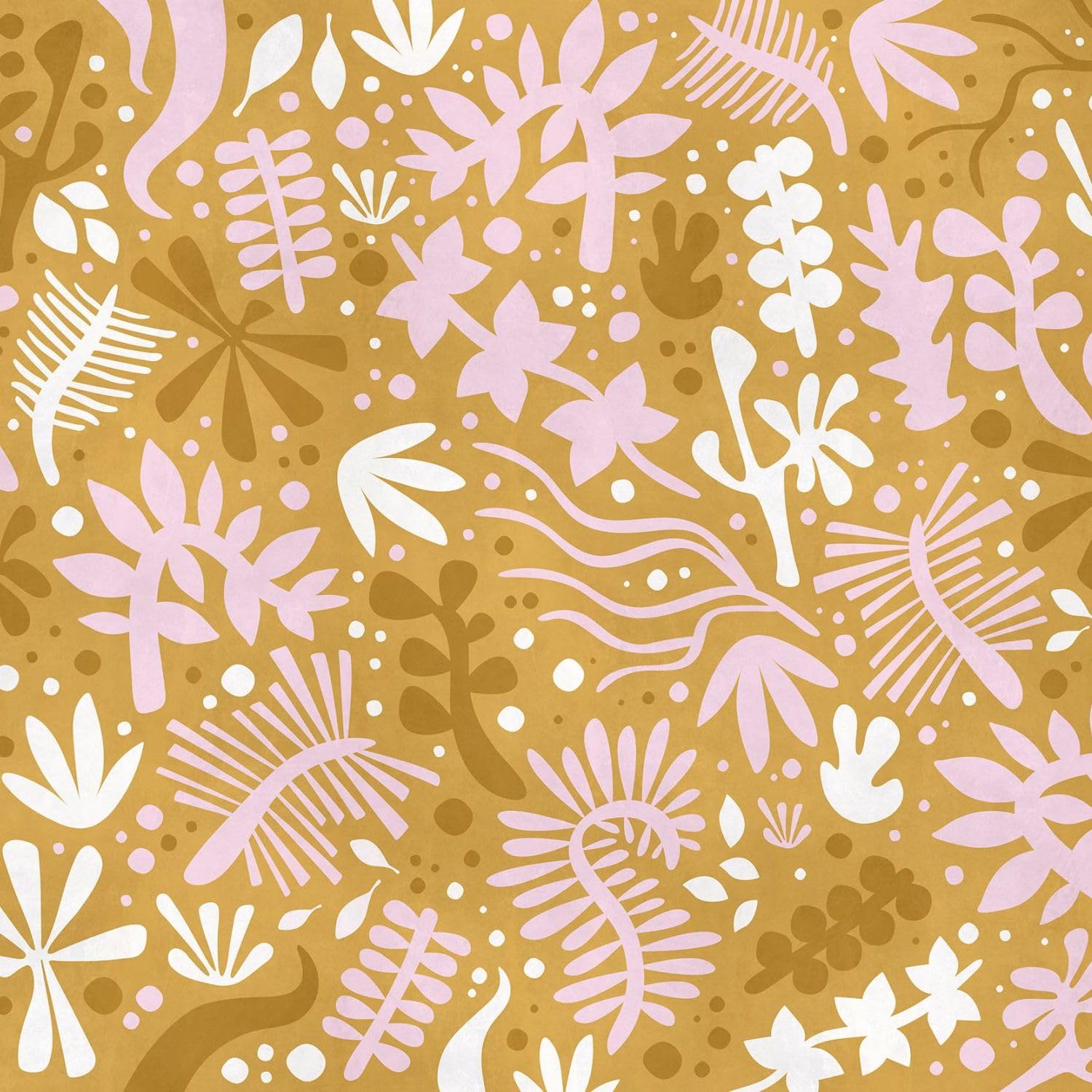 Papier peint panoramique feuilles fleurs marron terracotta 300x250