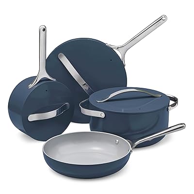 Caraway Non-stick Ceramic Cookware Set (12 Piece) Pots, Pans, Lids and Kitchen Storage - PFAS & PFOA Free - Oven Safe Pan Set & Compatible with All Stovetops - Perracotta