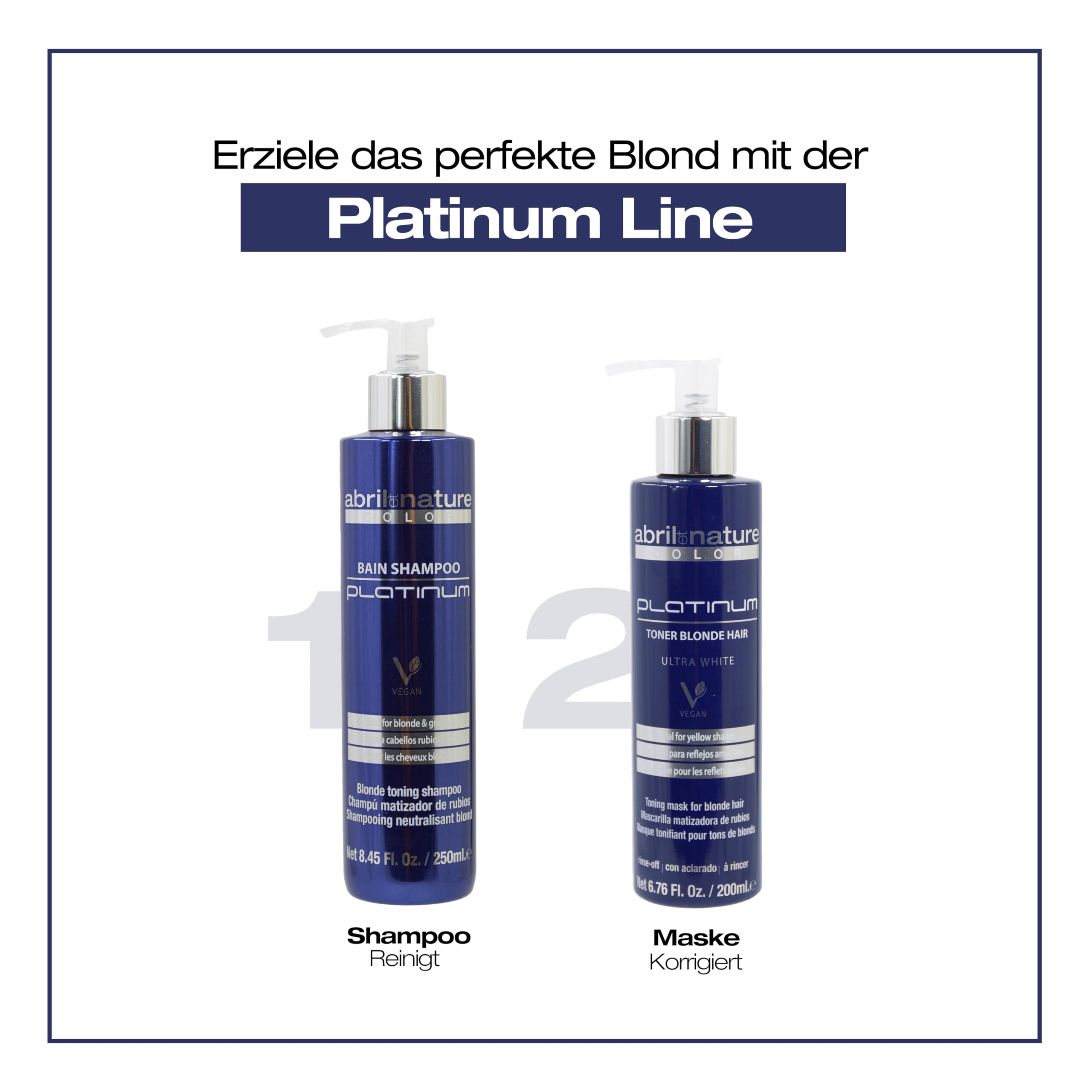 abril et nature - Platinum Haarmaske Professionell - Für Blonde, Aufgehellte, Strähnchen- und/oder Graue Haare - Violette Tönung - Tschüss Gelböne - Platin-Ausstrahlung - 1000 ml