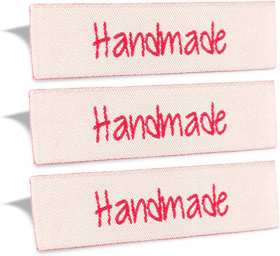 WunderlabelHandmade Woven Tag Clothing Sewing Clothes Garment Fabric Material Ribbon Label 50 Labels Red