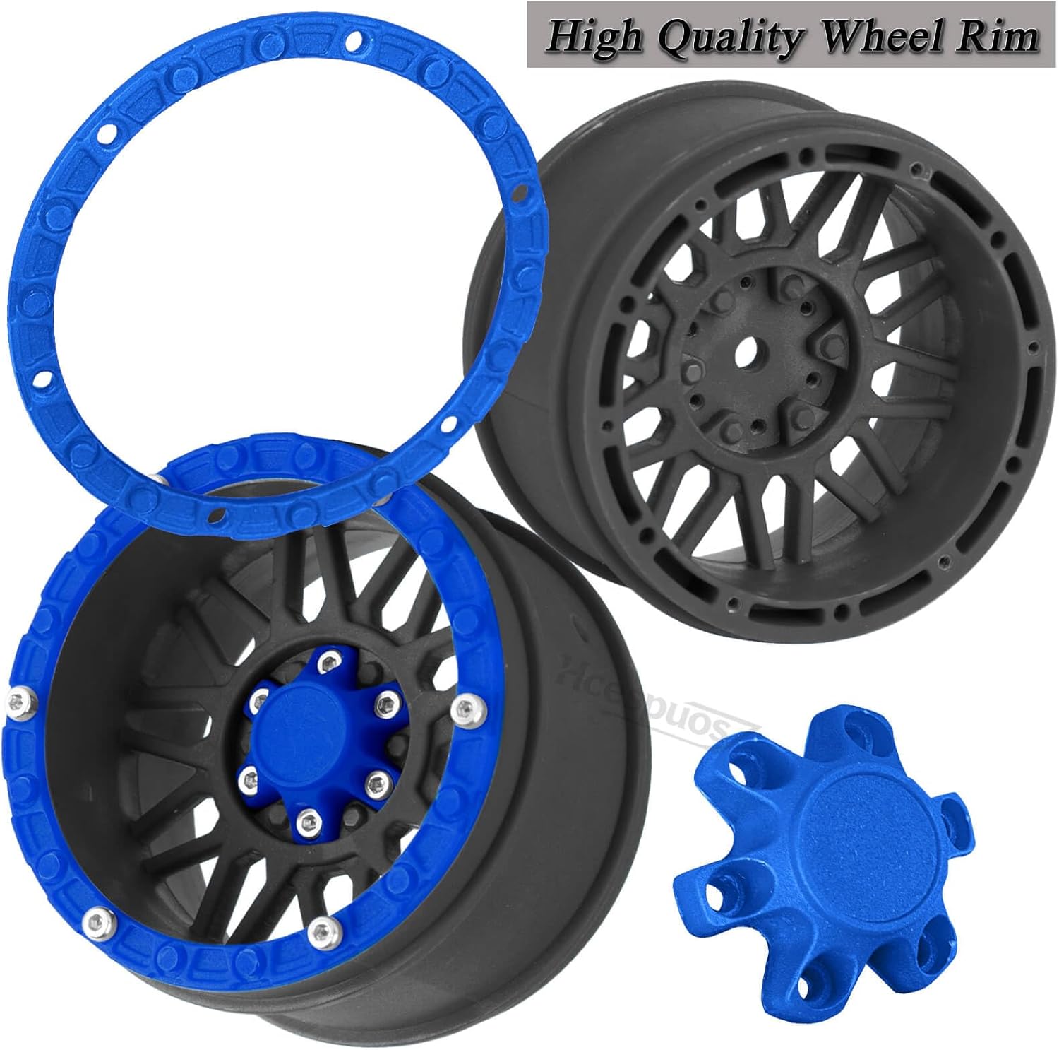 RC Truck Wheel Tires for 1/16 Summit E-REV Gorgon GROM 4X4,1/16 MINI KRATON 3S,S C Y16101,M J X16207,H B X16889,Hard Plastic RC Truck Tires,RC Short Course Truck Tires and Wheels,Blue&Black