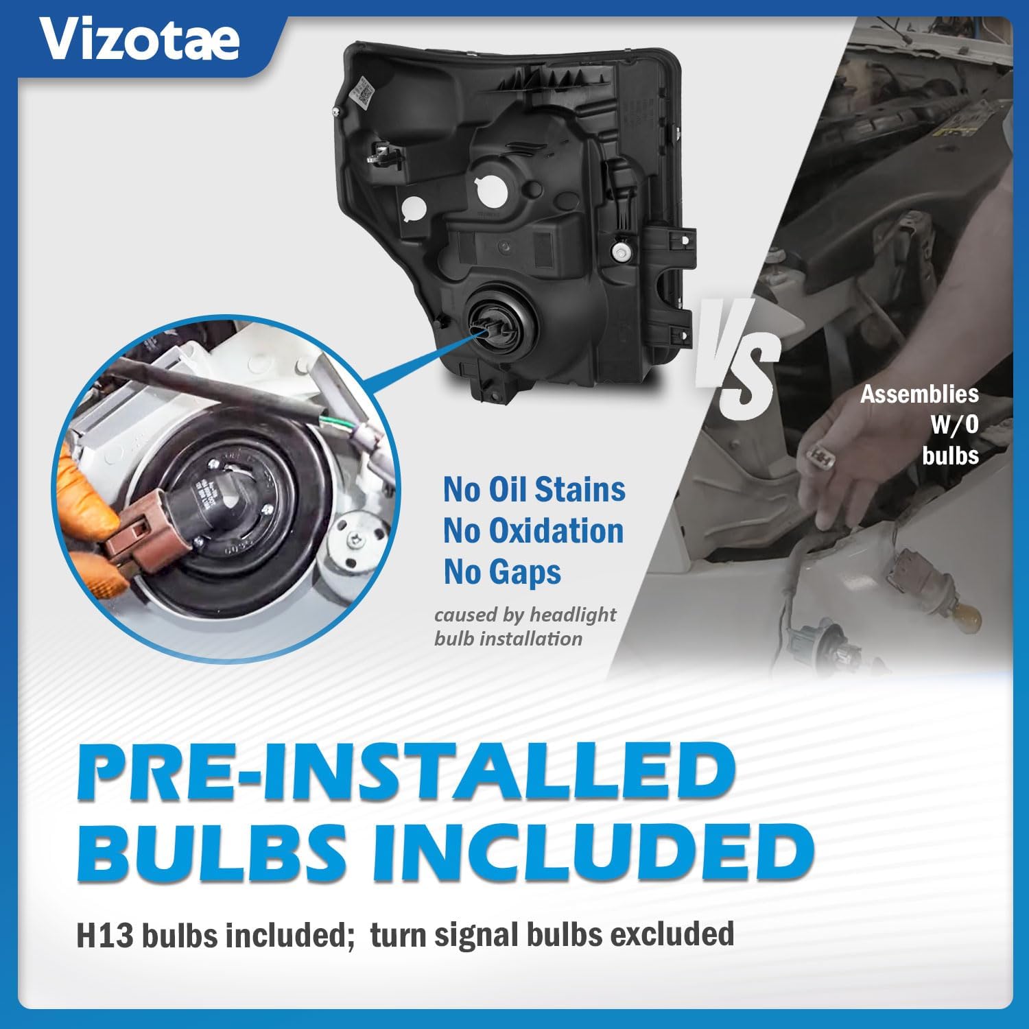 Headlights Assembly for 2011-2016 Ford F250 F350 F450 F550 Super Duty Headlamp Replacement, High/Low Beam W/Bulbs, Driver&Passenger Side