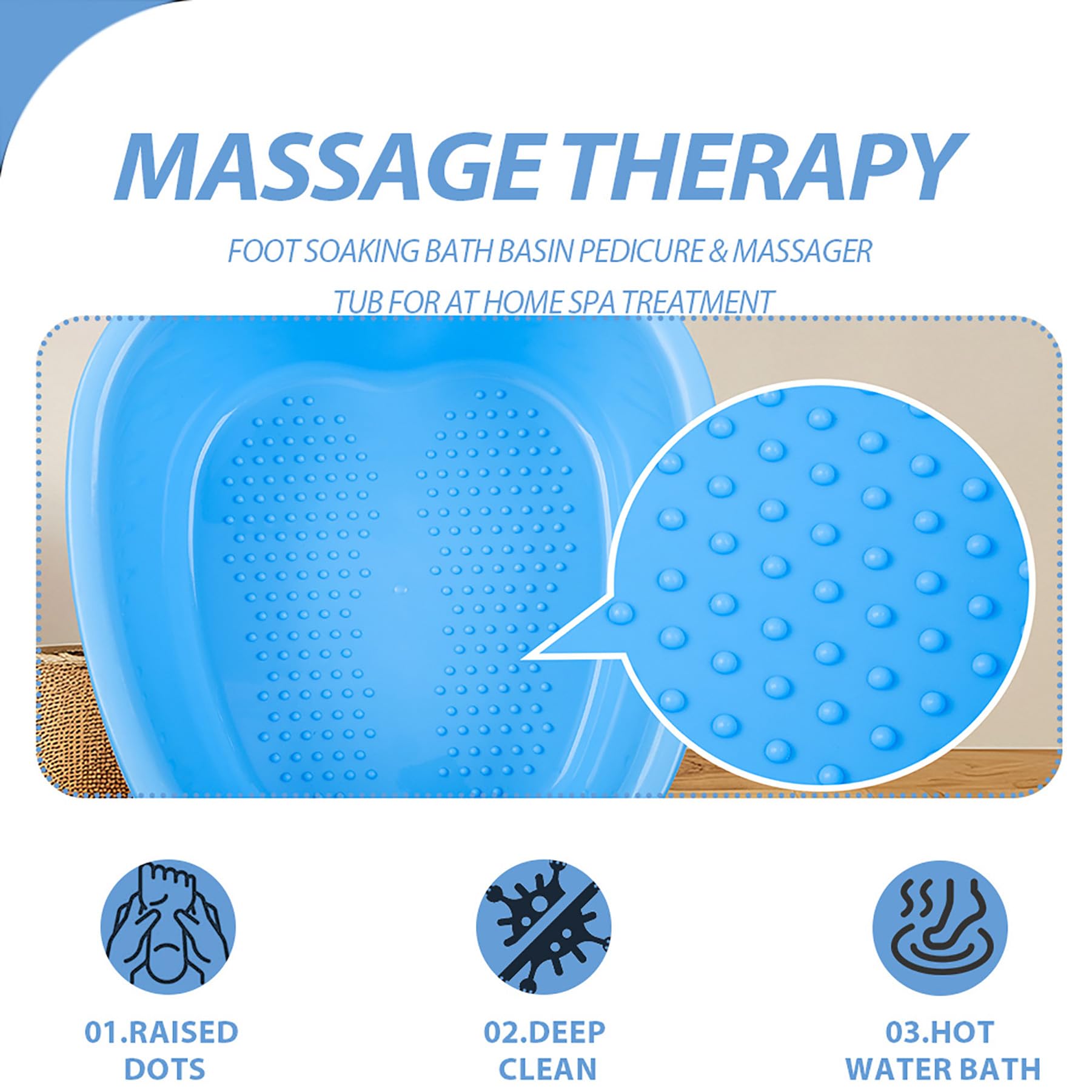JOYMAY Lavabo de baño para remojar pies, bañera grande, pedicura de pies, masajeador de pies, ideal para relajación y alivio del estrés, perfecto para uso doméstico y spa (azul)