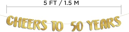 Miniatura 6 de Cartel dorado con purpurina de Cheers to 50 Years Decoración de fiesta de cumpleaños y aniversario de 50 años