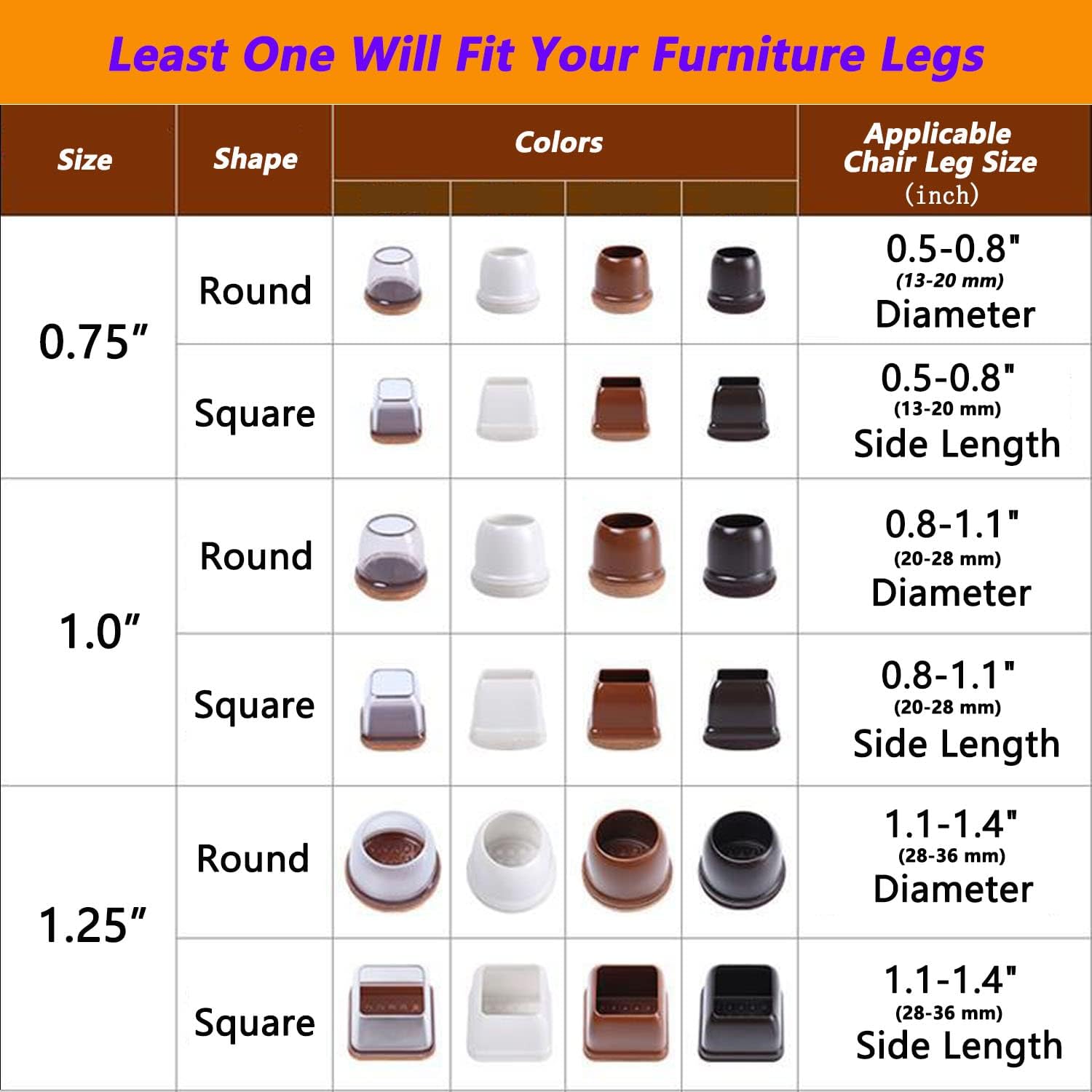 24 Pack Small Silicone Chair Leg Floor Protectors for Hardwood Floors, Clear Chair Leg Caps with Wrapped Felt to Scratches and Noise, Free Moving Table Leg Covers (Square, Fit: 0.5" - 0.8")