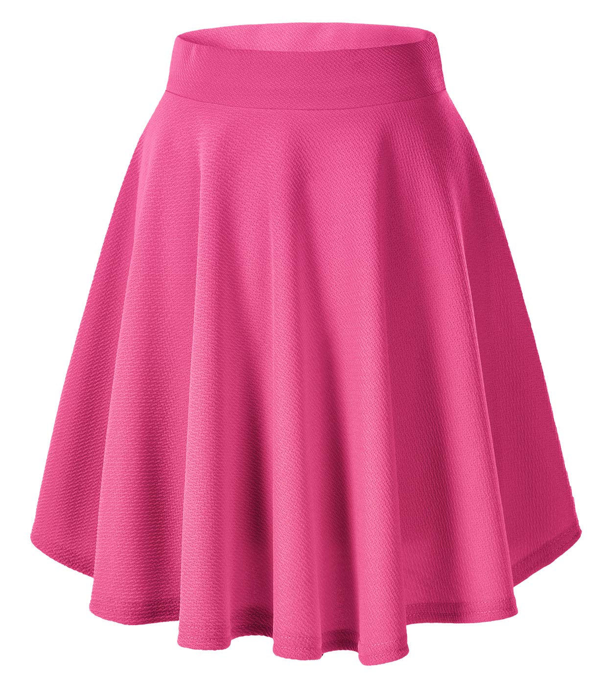 Damen Elegante Elastische Taille Ausgestellte A-Linie Midi Rock Basic Uniform Plissee Skater Röcke(S, Rosenrot)