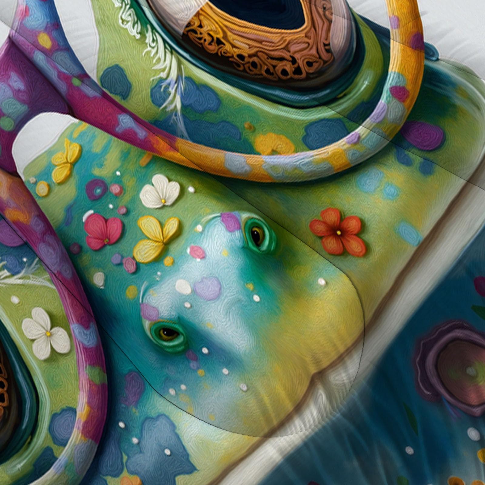 Trapunta Letto Singolo 4 Stagioni Piumone per Bambini, Rana Carina Occhiali Leggero Pittura A Olio Animali Set di Biancheria da Letto 140x200cm con 1 Federe,Piumino Lavabile In Lavatrice