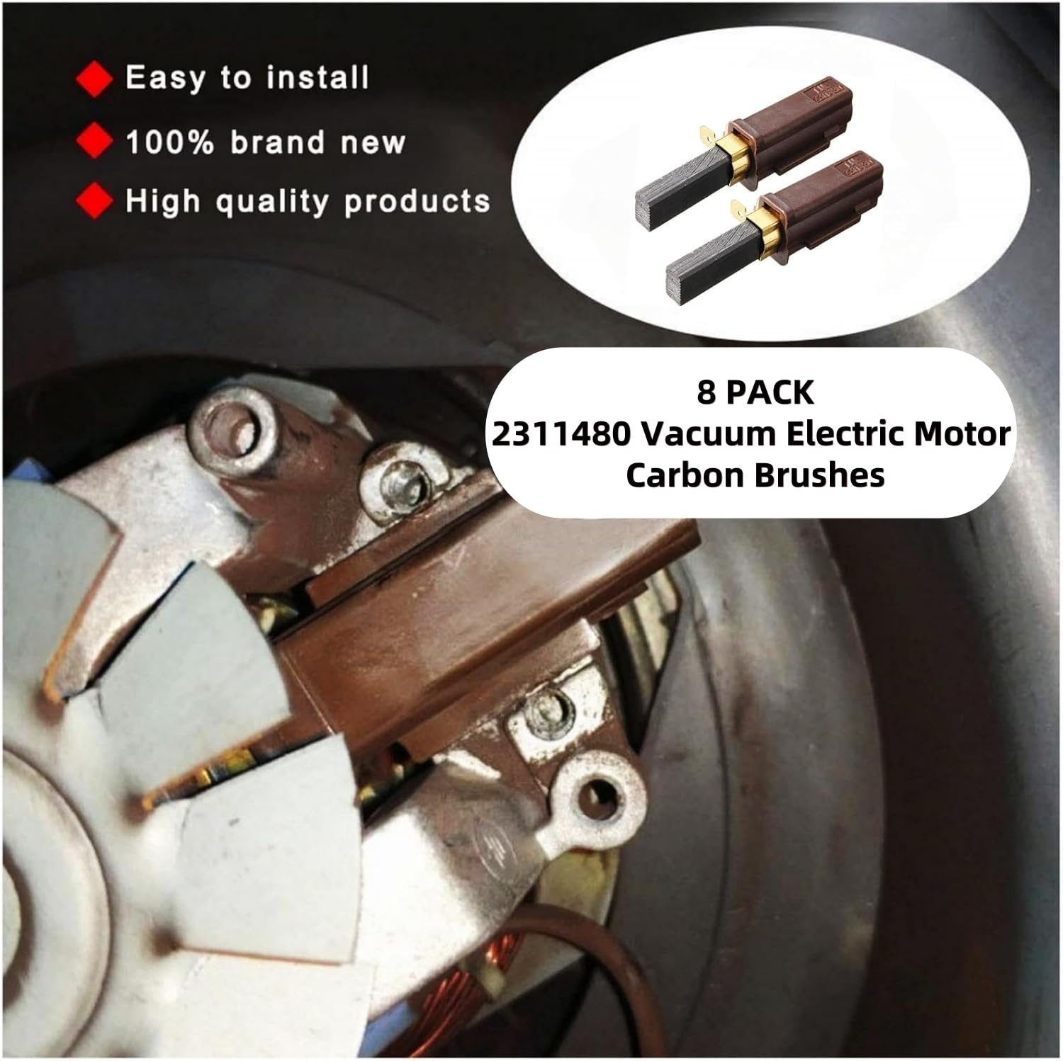 8 cepillos de carbono para motor de aspiradora 2311480 para Ametek Lamb 2311480, 333261 y 33326-1,2311480, 333261, 33326-1, y compatible con 115737, 115750, 116114-1 00, Etcc 31 mm x 11 mm x 6 mm con