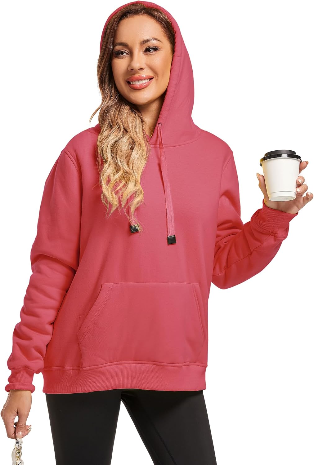 Gesean Women's Sherpa Lined Cotton Pullover Sweatshirts Fleece Hoodies Kangaroo Hooded Pocket for Women - Image 5