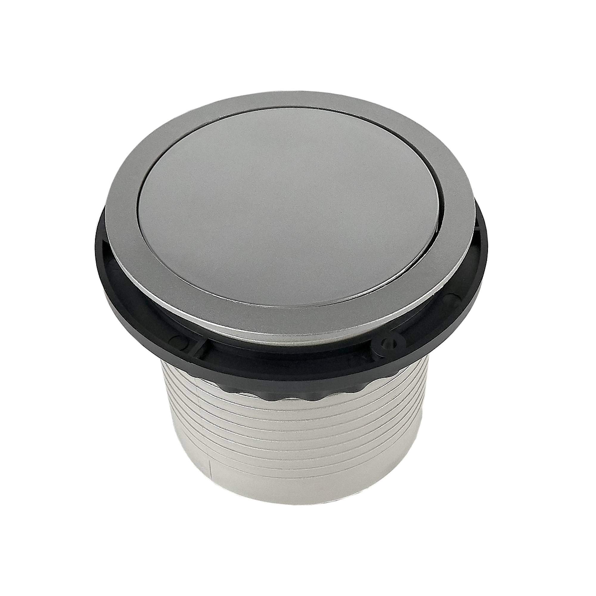 Multiprise ronde escamotable pour meuble - Gris argenté - Idéale pour la cuisine et le bureau - 4 prises encastrées avec câble en plastique - Prise de cuisine et bureau