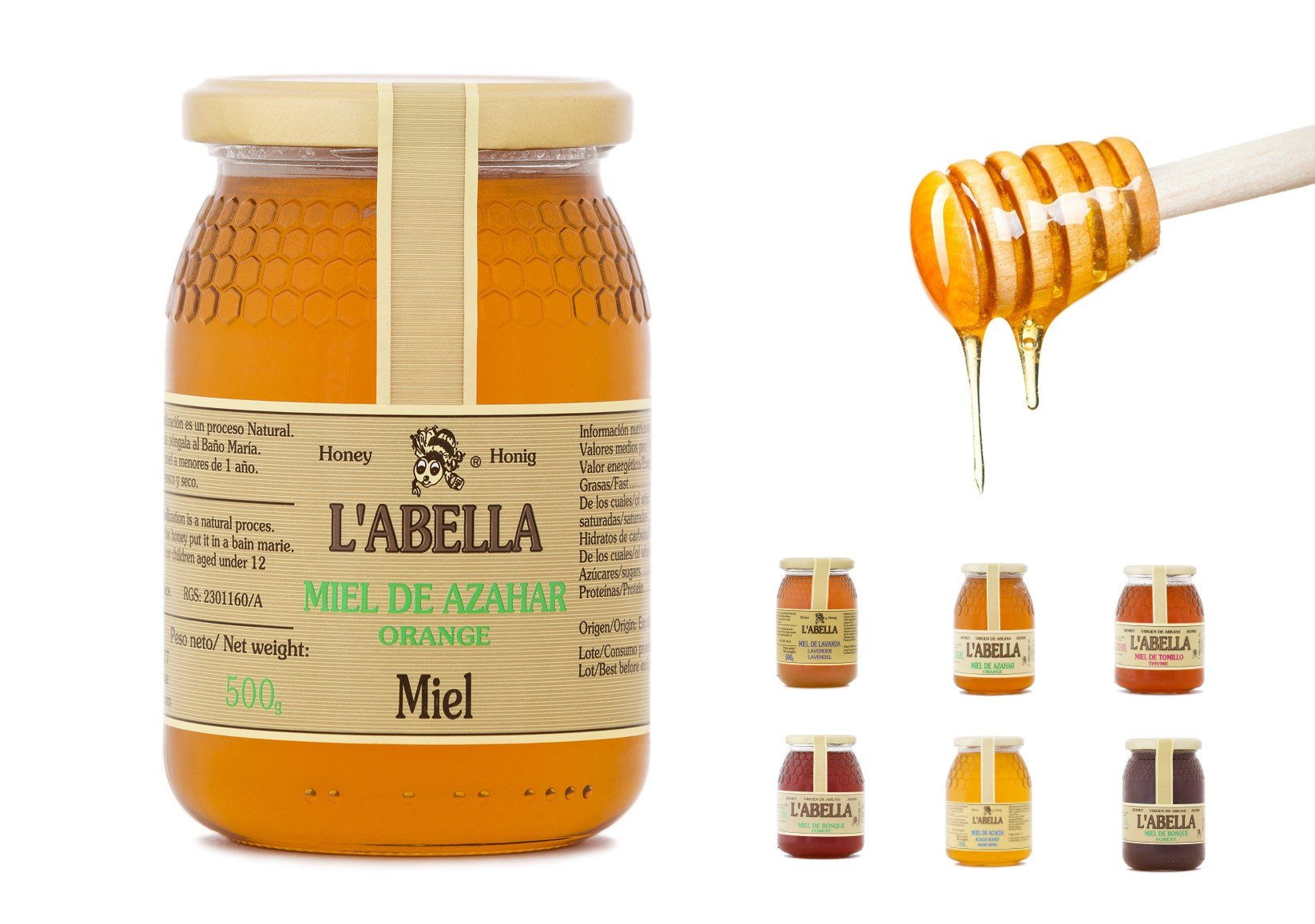 Blütenhonig aus Spanien - Premium Qualität - reines Naturprodukt - kaltgeschleudert - unfiltriert- süßer Geschmack aus dem Blumennektar- 3 x 1 Kg Glas, Größe:1000 g, Geschmack:Blüte