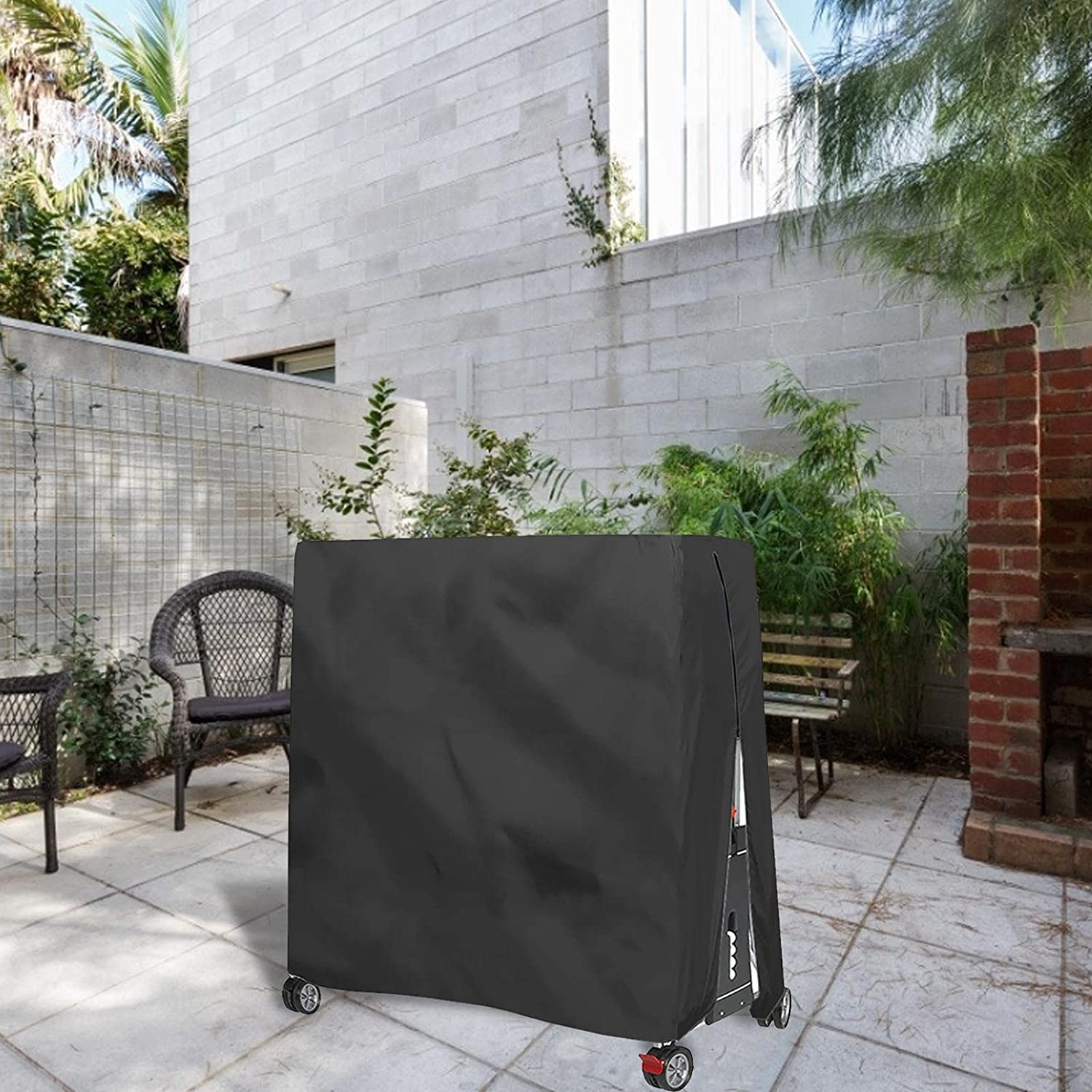 Custodia per tavolo da ping pong, impermeabile, resistente al vento, anti-UV, robusta, tessuto Oxford, con chiusura a zip e cordoncino regolabile, 165 x 70 x 185 cm