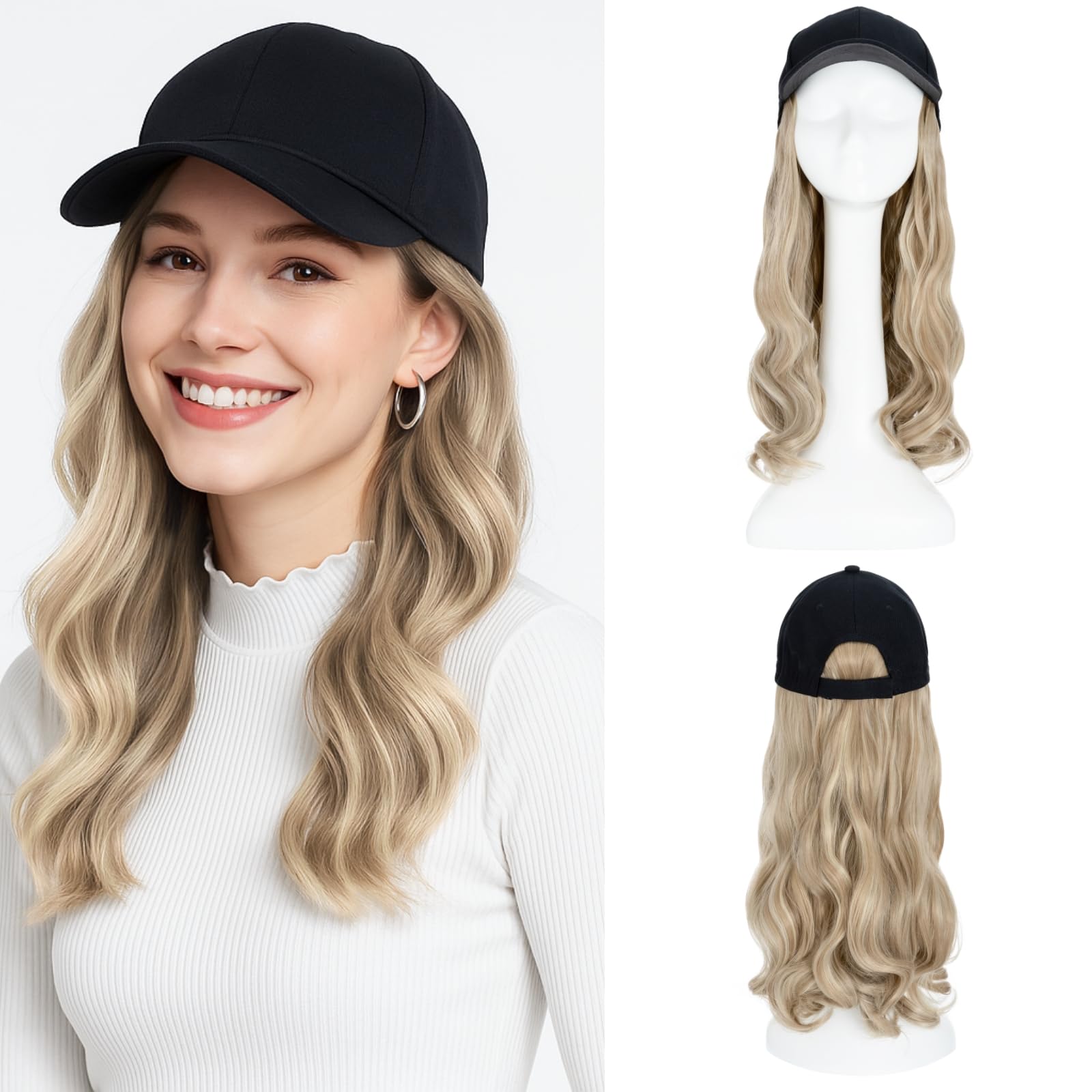 Amazon.com: SEGO Hat Wig, Hat with Hair Attached for Women Black