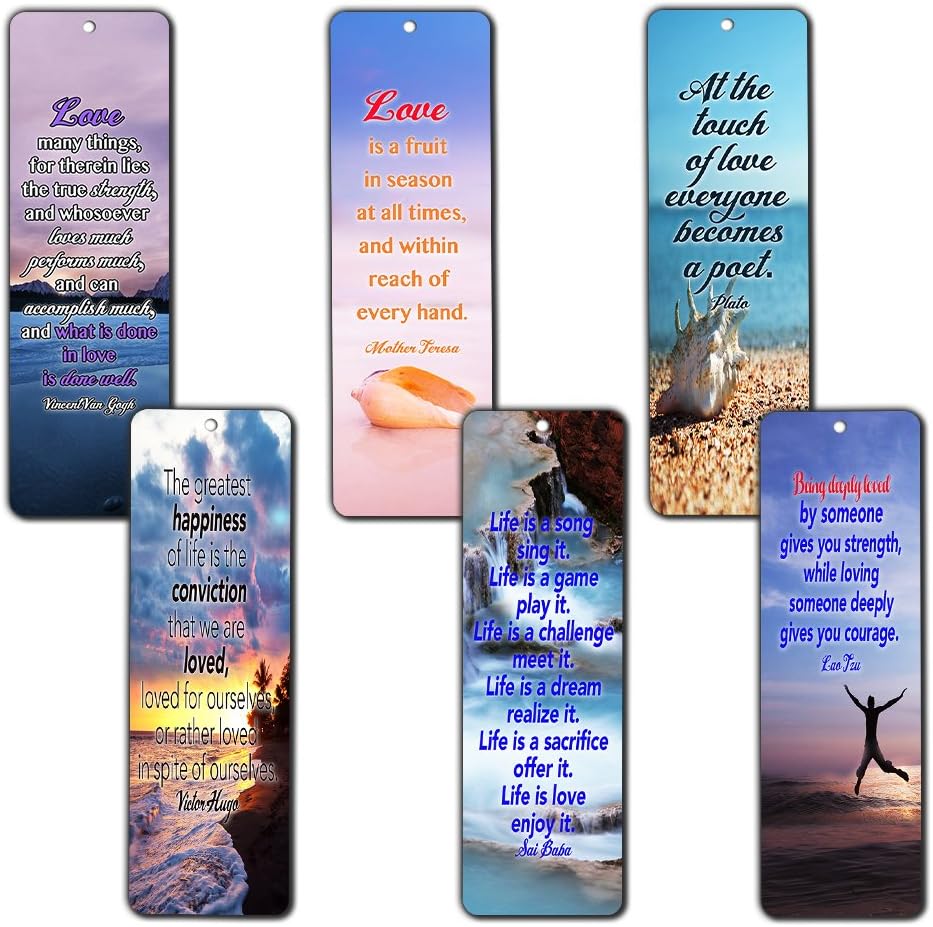 Creanoso Love Quotes Bookmarks (60-Pack) - Daily Inspirational Sayings Cards - Best Guitar Gifts Stocking Stuffers for Him, Her, Boyfriend, Girlfriend, Couple, Men or Women