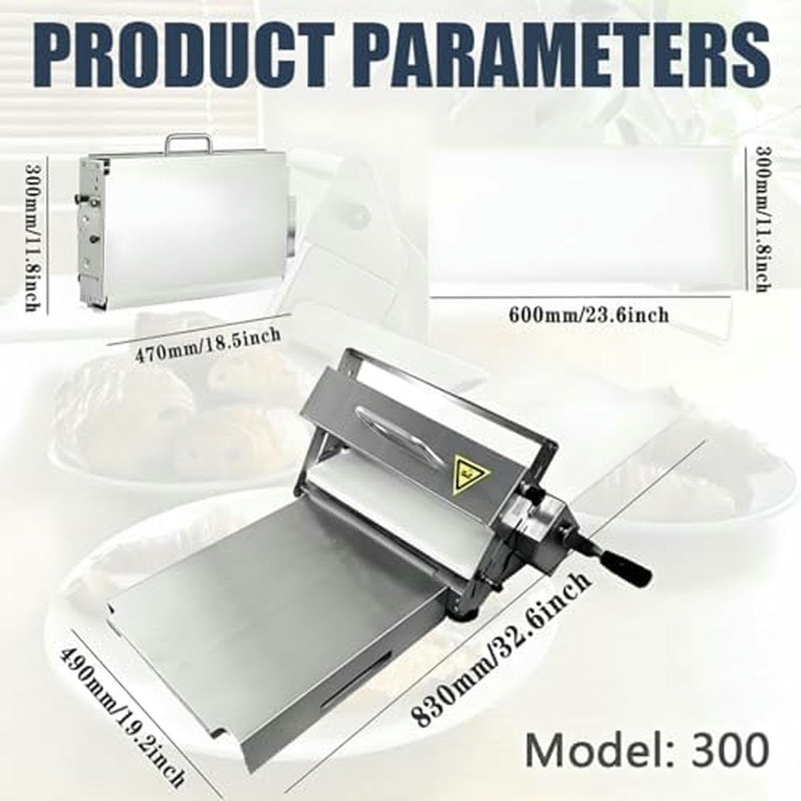 Laminoir à pâte pliant, épaisseurs réglables de 0,5mm à 25mm,for les boulangeries domestiques et commerciales(300-model)