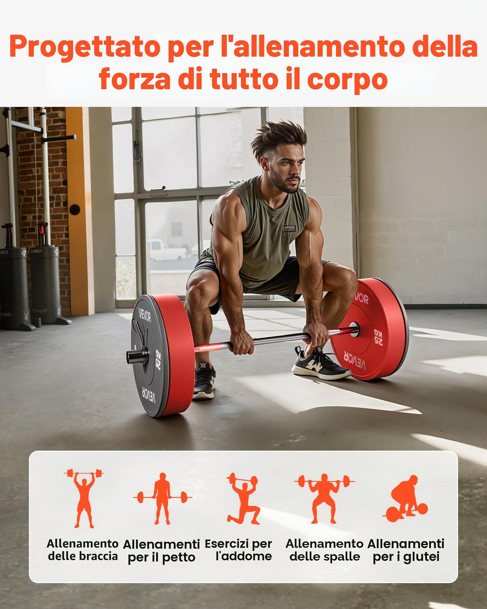 VEVOR Barra per Manubri da 1200 mm, Adatto per Piastre da 50 mm, Bilanciere Cromato con Impugnatura Zigrinata per Allenamento della Forza, Sollevamento Pesi, Barra per manubri, Capacità di 226,8 kg