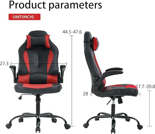 Miniatura 3 de PayLessHere Silla de escritorio para videojuegos, silla ergonómica de oficina con soporte lumbar, reposabrazos acolchados, reposacabezas ajustables,