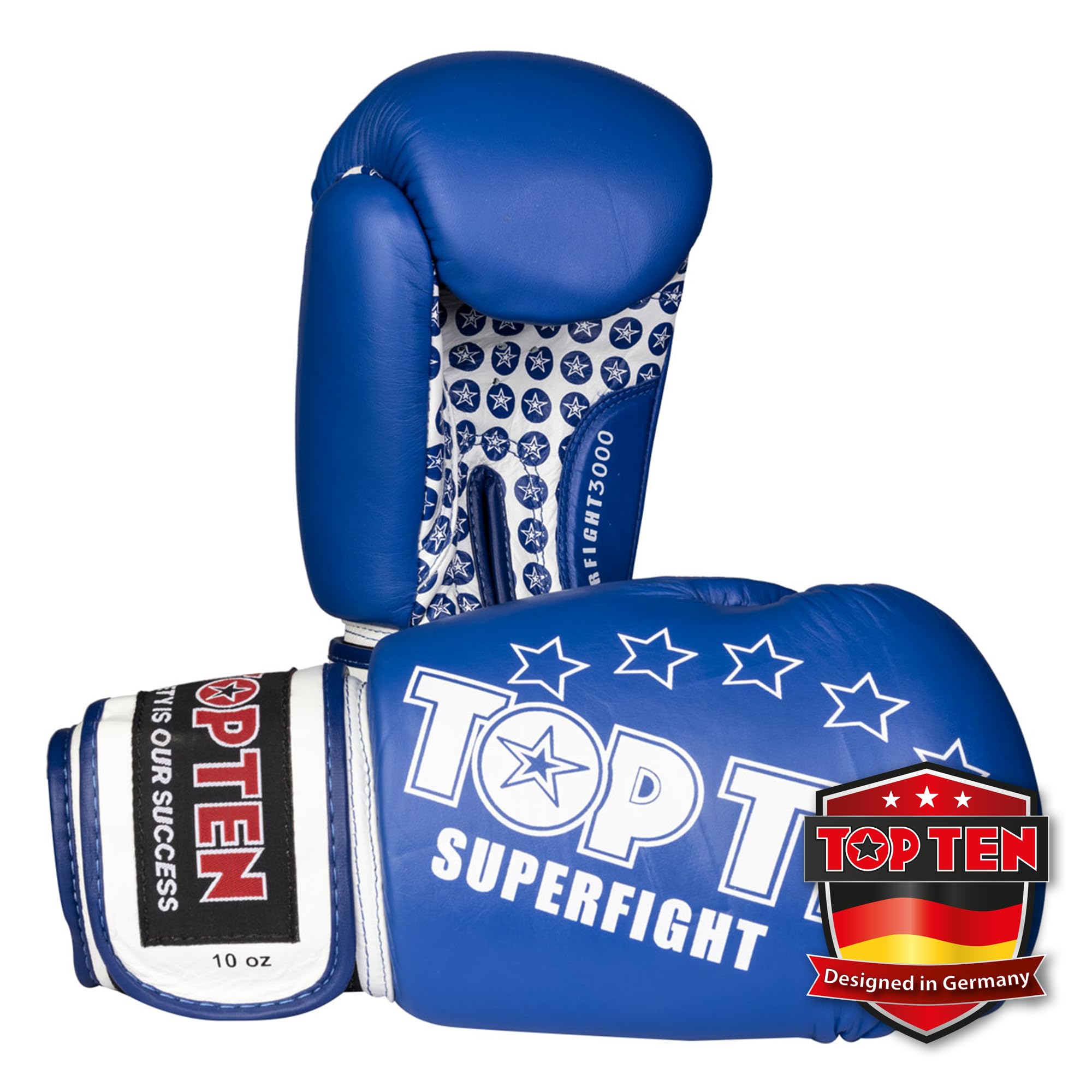 TOP TEN SUPERFIGHT Stars Unisex Adult Boxing Gloves, Blue, 10 oz