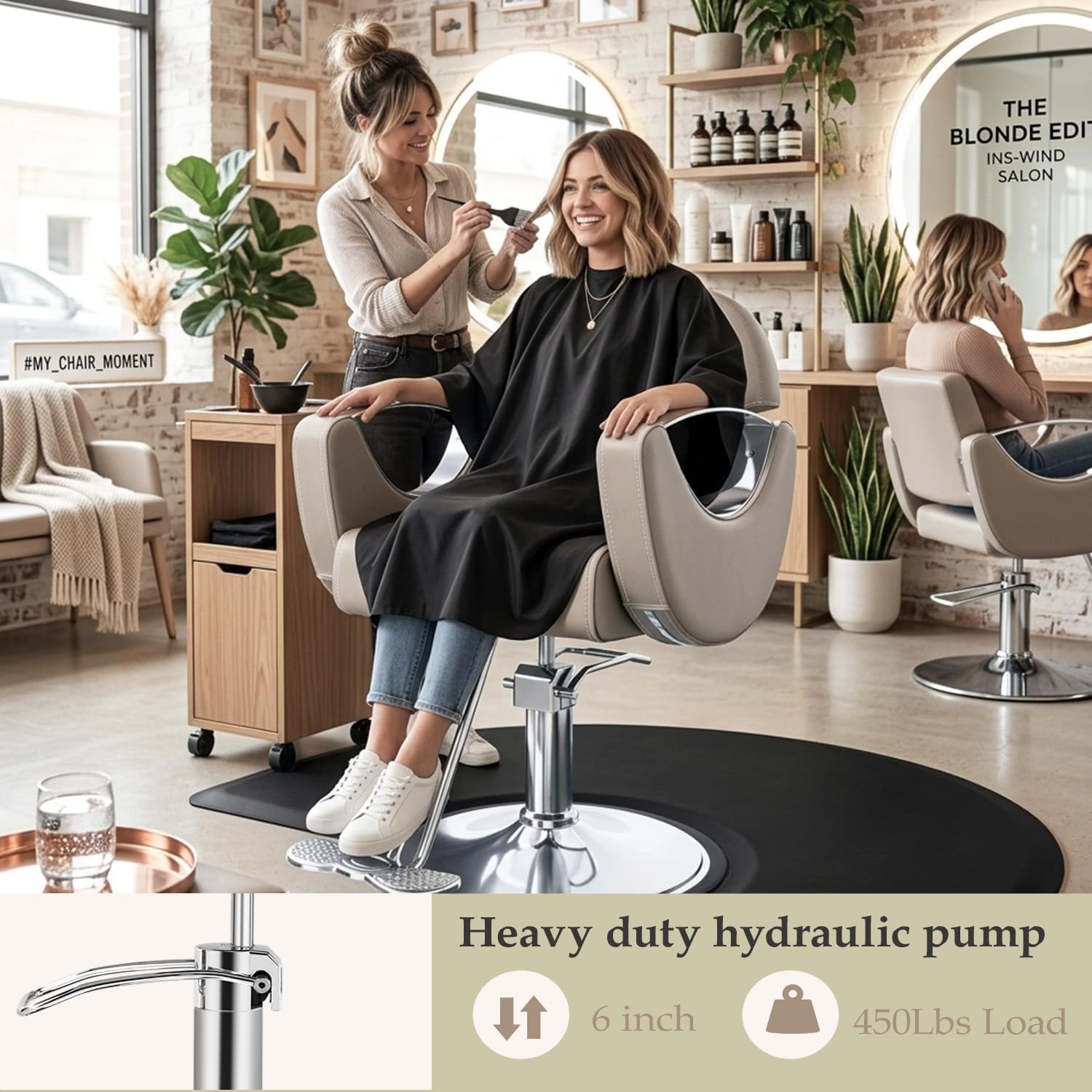 Gray Reclining Salon Barber Chair for Hair Stylist, Professional Hair Stylist Chairs with Heavy Duty Hydraulic Pump, All Purpose Salon Styling Hairdresser Braiding Shampoo Chair for Spa Home Euipment